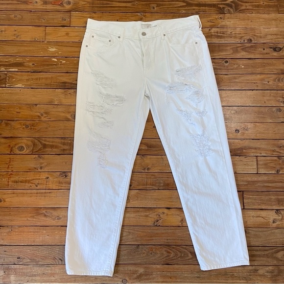 MOTHER The loosey ripped white high rise jeans button fly strech 100% cotton  31 - Picture 15 of 15